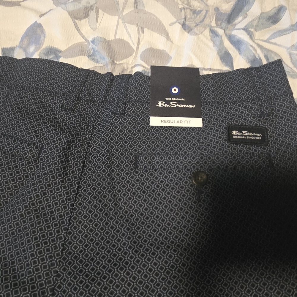 Ben Sherman Navy Geometric Pants